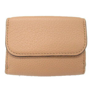 Chloe Double Leather Hook Brown Tri Tan Wallet Fold